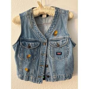 ￼  Jordache girlfriend denim vest large ￼ with embroidered sunflowers